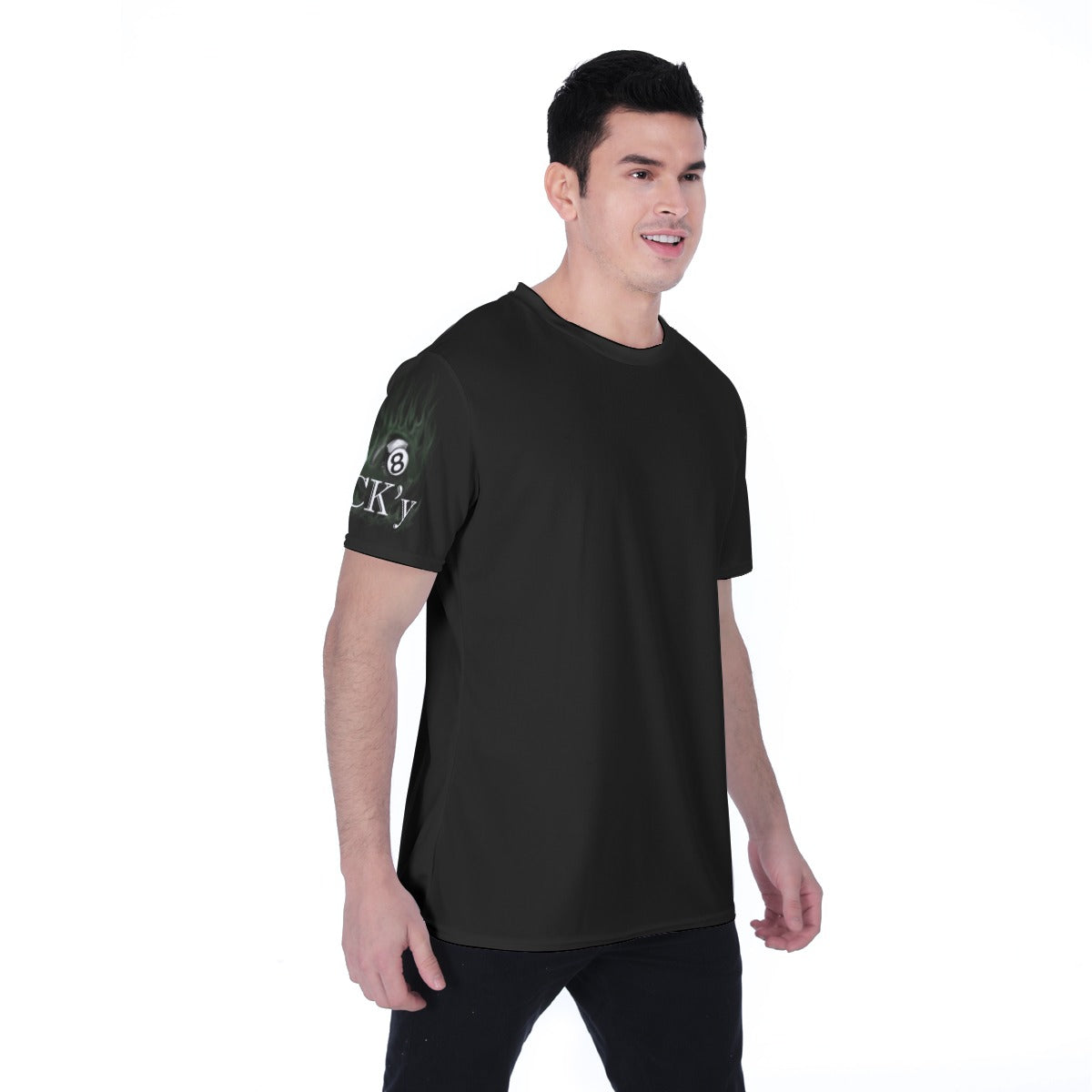 Lucky Leprechaun 8 Ball Pool with Green Fire Sleeve Men's T-shirt