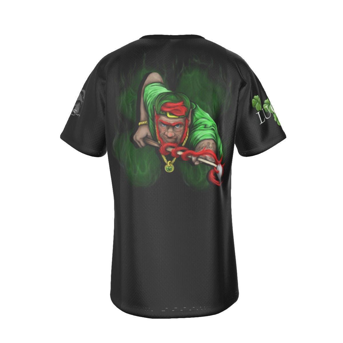 Lucky Leprechaun 8 Ball Pool with Clover Sleeve Men's T-shirt
